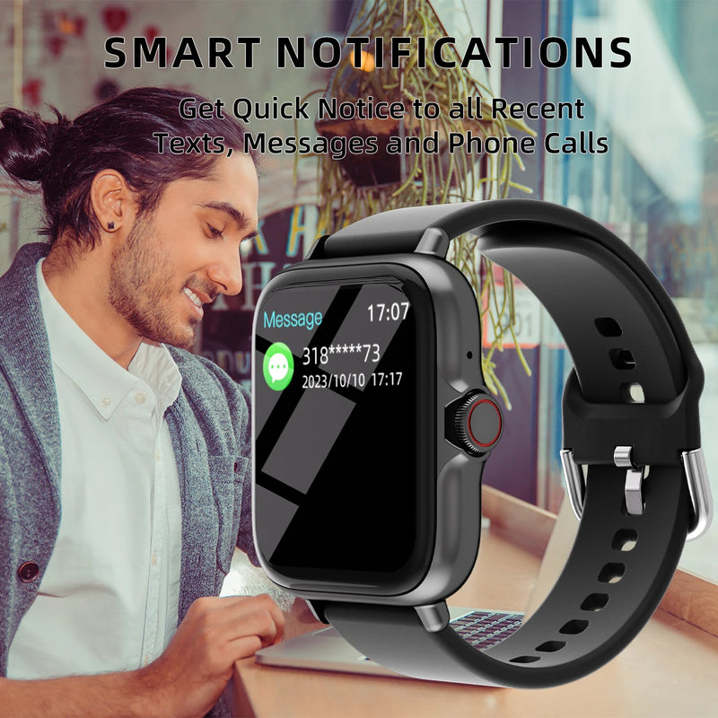 1.83 inch water resistant smart watch with message, responsive 