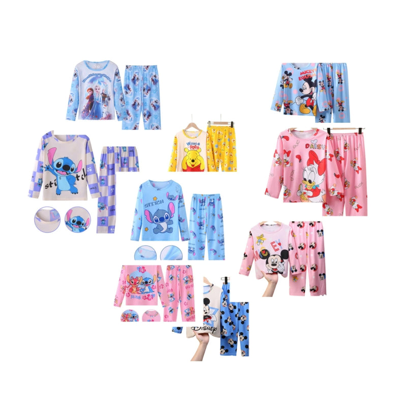 2pcs/set New Children Pyjamas Minnie Elsa Duck Cartoon Girls Sets Kid Home Wear boys and girls Travel Casual Sleepwear Suit