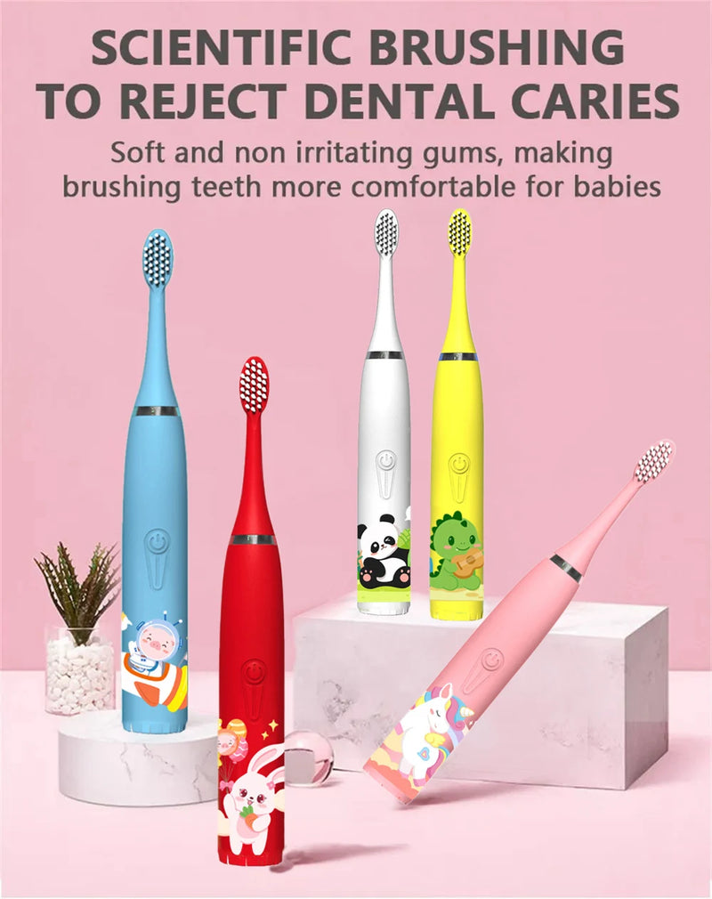 Children Sonic Electric Toothbrush Cartoon Kids With Replace The Toothbrush Head Ultrasonic Electric Toothbrush Sonic Brush Head