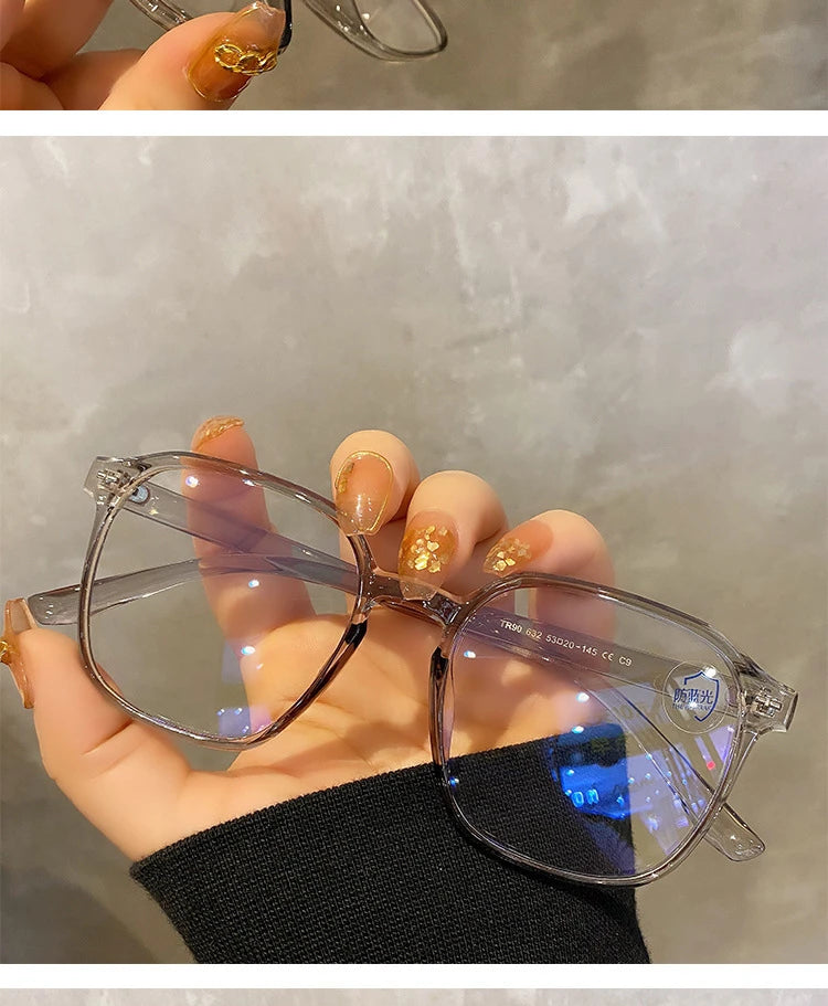 Square glasses with polygon mount for men and women, smooth lenses for me 