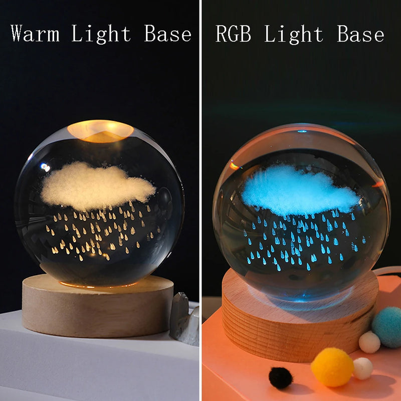 3D Crystal Ball Night Light Lamp Crystal Planet Laser Engraved Solar System Globe Astronomy Gift Birthday Glass Home Decoration