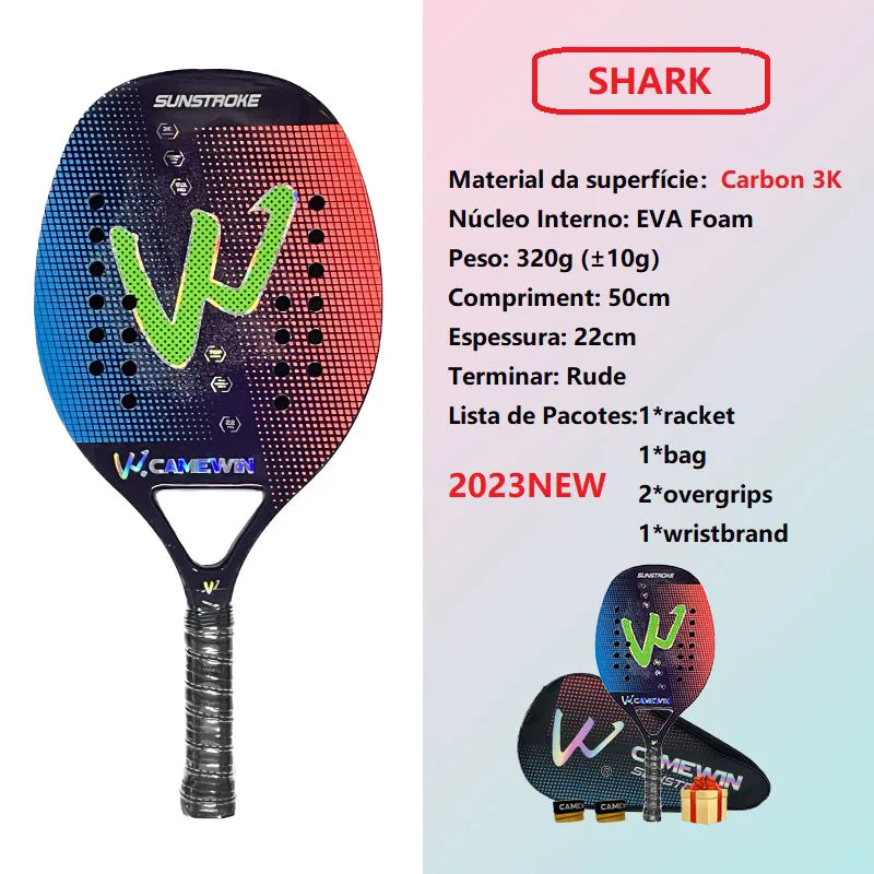 Camewin 3K Holographic Playa Tennis Racket, Carbon Fiber Frame with 