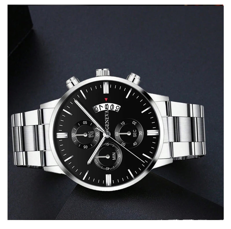 Fashion Men Stainless Steel Watch Luxury Calendar Quartz Wrist Watch Business Watches Man Clock Male Bracelet Wristwatch