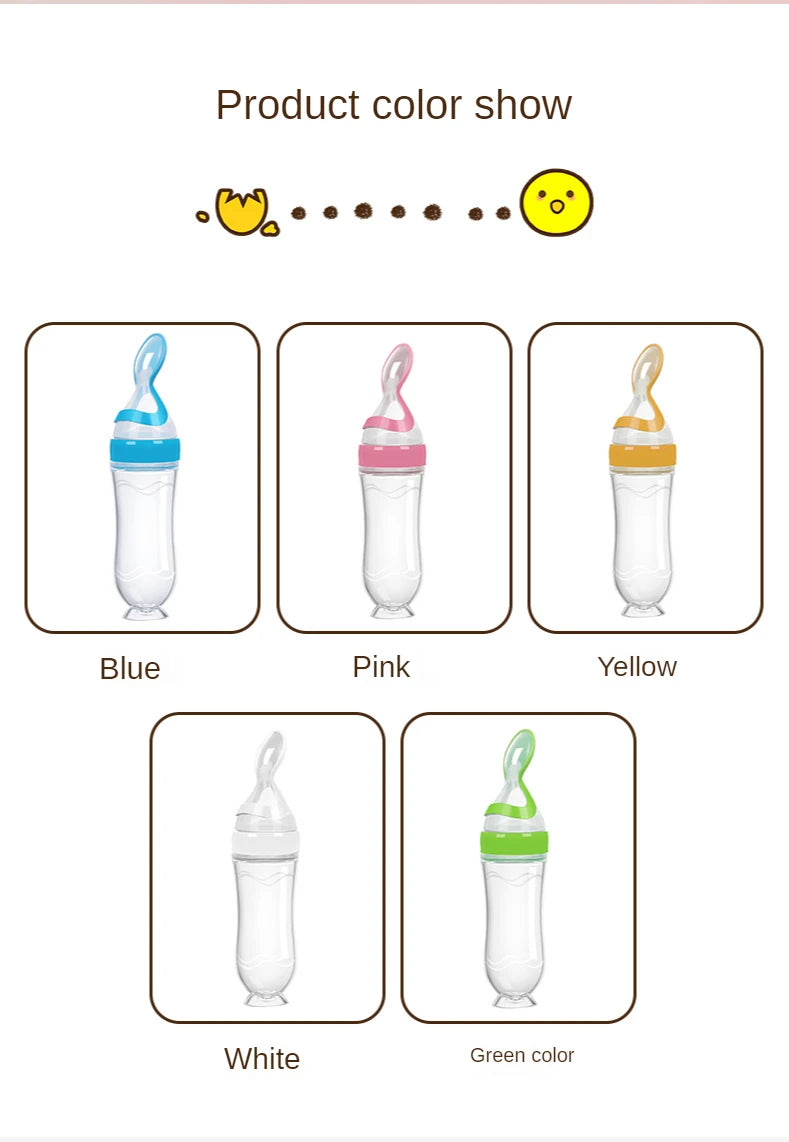 90ML Safe Newborn Baby Feeding Bottle Toddler Silicone Squeeze Feeding Spoon Milk Bottle Training Feeder Food Supplement Tools