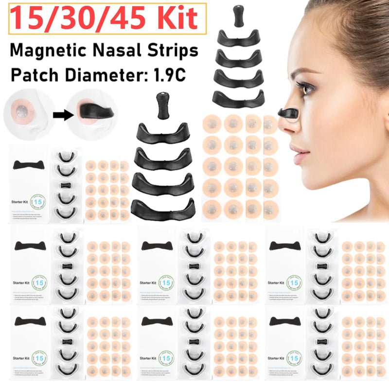 1/2/3Kits Magnetic Nasal Strips&Clips Nasal Breathing Dilators Air Intake Improve Sleeping Reduce Snoring Nasal For Nighttime ﻿