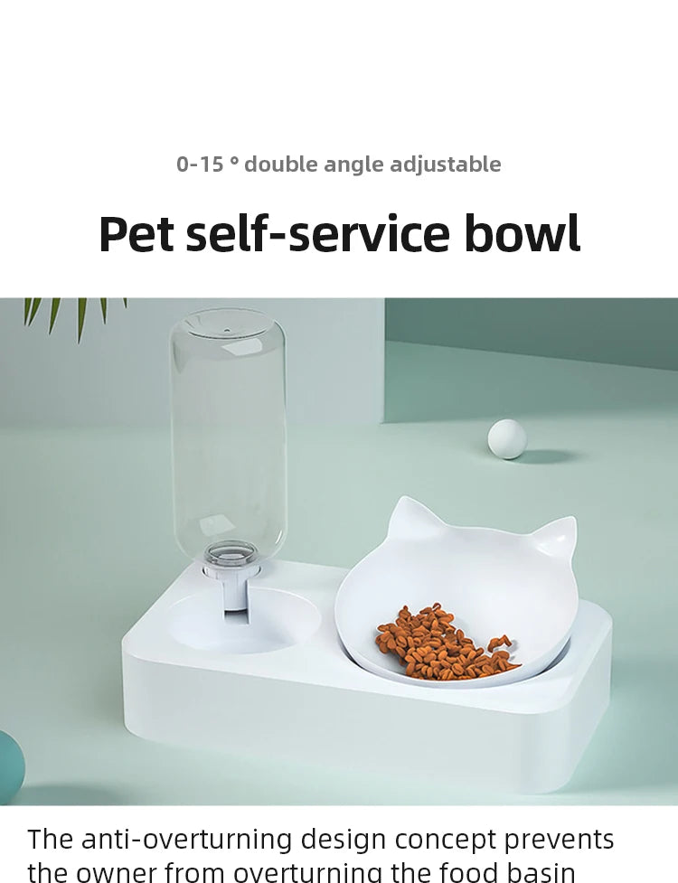 Pet Bowl 15 Degrees Tilt to Protect Cervical Vertebrae Dog Food Bowl Automatic Drinking Feeder Pet Feeding Supplies