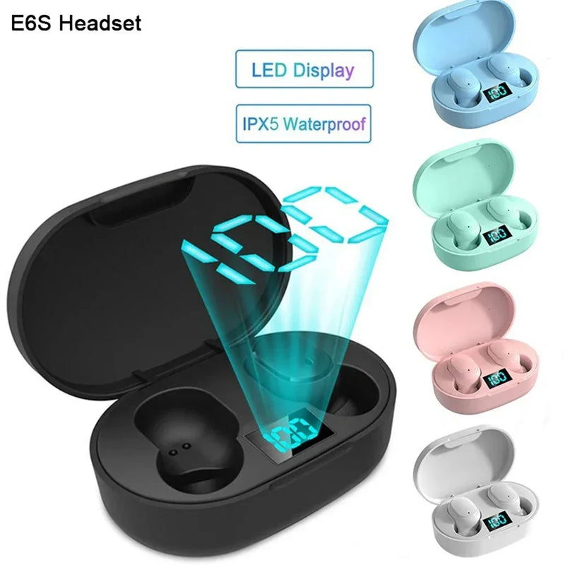 E6S Wireless Earbuds Noise Canceling Waterproof Ear Buds in-Ear Stereo Headphones with LED Display Charging Case