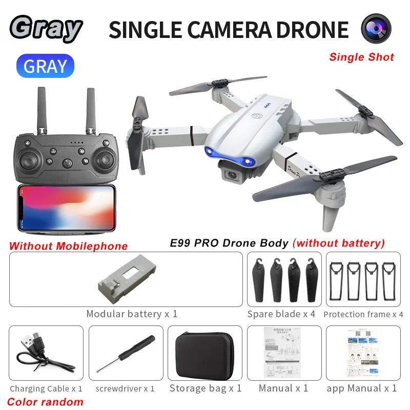 E99Pro-Dron 4K with HD camera, foldable helicopter with 2024 P wide angle, 