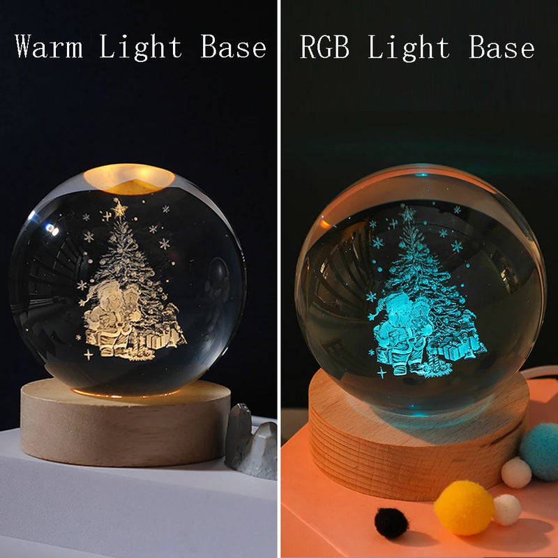 3D Crystal Ball Night Light Lamp Crystal Planet Laser Engraved Solar System Globe Astronomy Gift Birthday Glass Home Decoration