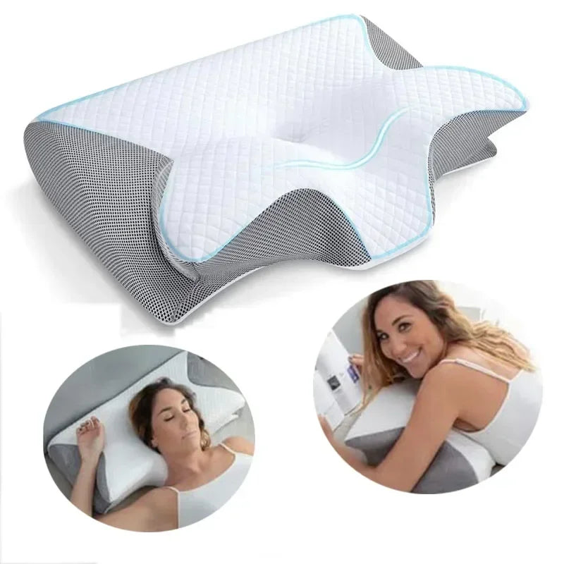 Butterfly Memory Foam Neck Pillow Slow Rebound Orthopedic Cervical Pillows Pain Relief Comfortable Sleeping Massage Bed Pillow