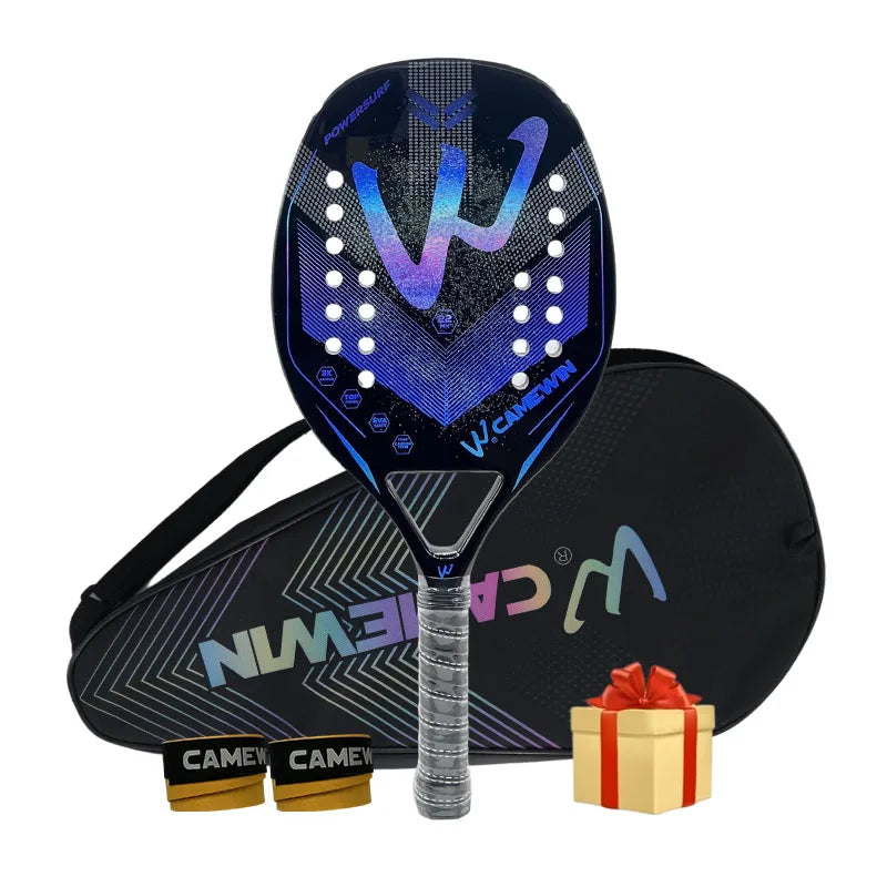 Camewin 3K Holographic Playa Tennis Racket, Carbon Fiber Frame with 