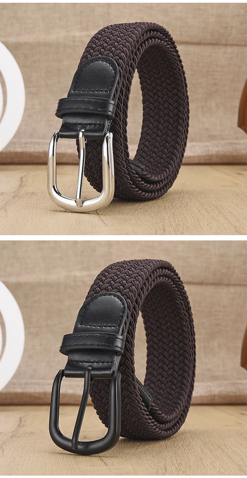 Men's Belt Casual Woven Elastic Belt Outdoor Sports Women's Belt No Need for Punching Climbing Work Belt For Men Women Fashion