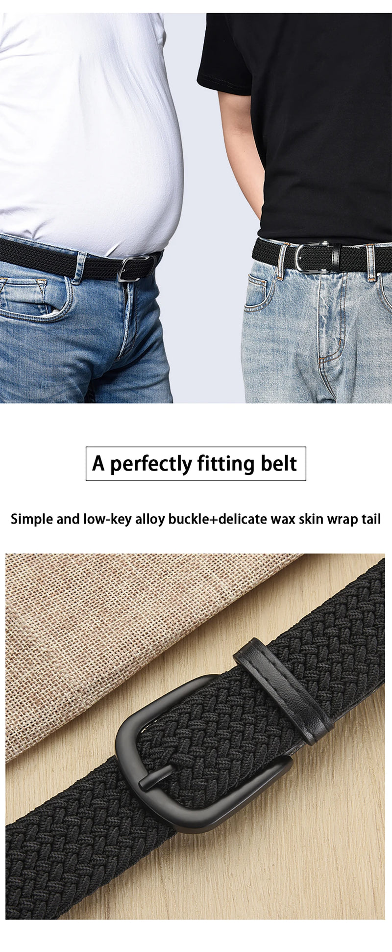 Men's Belt Casual Woven Elastic Belt Outdoor Sports Women's Belt No Need for Punching Climbing Work Belt For Men Women Fashion