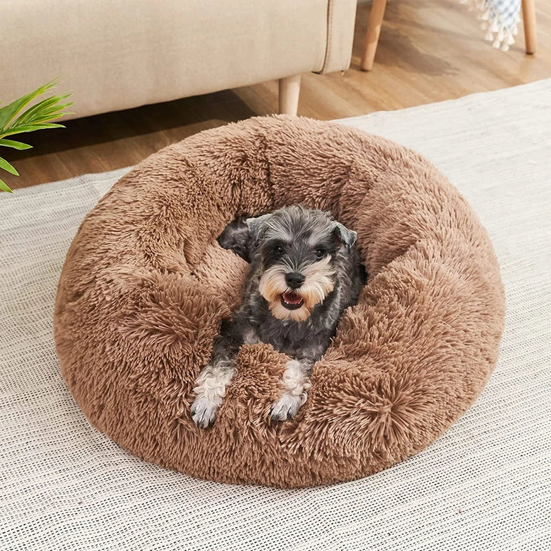 Super soft round bed for pets, wide plush house for medium dogs, 