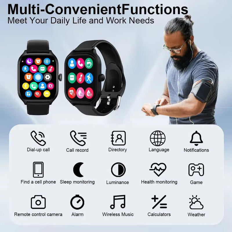 Smartwatch Dial to Answer Calls Calorie Tracking Heart Rate Blood Oxygen Monitoring Bluetooth Smart Watch