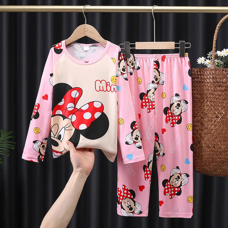 2pcs/set New Children Pyjamas Minnie Elsa Duck Cartoon Girls Sets Kid Home Wear boys and girls Travel Casual Sleepwear Suit