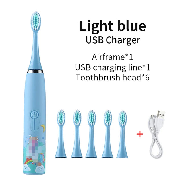 Children Sonic Electric Toothbrush Cartoon Kids With Replace The Toothbrush Head Ultrasonic Electric Toothbrush Sonic Brush Head