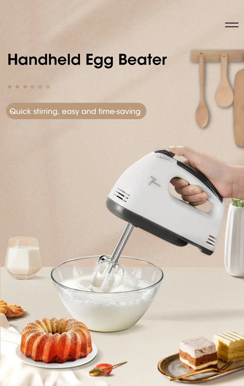 Multi functional electric mixer automatic handheld food mixer egg cream cake dough mixer convenient 7-speed egg beater mixing