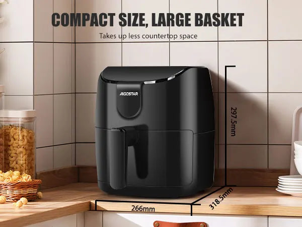 Air Fryer 9 in 1, Air Fryer 4L with 60 Minute Timer and LED Display, Temperature Adjustable 40 ℃ to 200 ℃, Non-stick Basket, Less Oil and Smokeless, 1500W