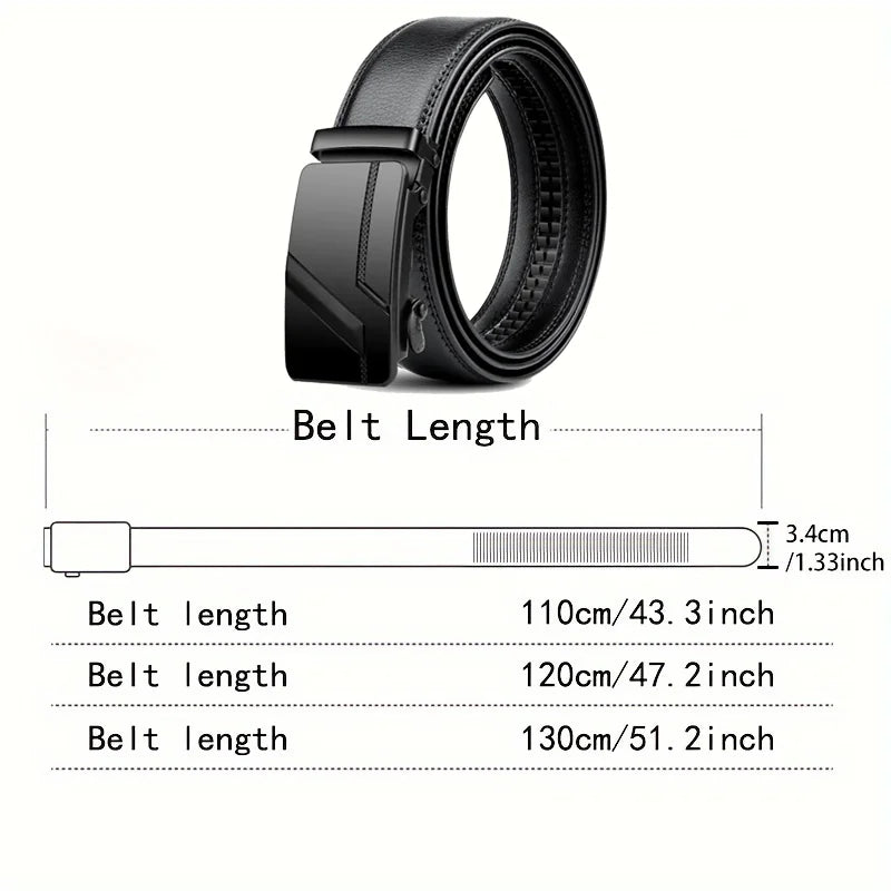 Men's High-Quality Belt 110cm 120cm 130cm Luxury Belt, Black Men's Automatic Buckle Jeans Men's Belt Suit Belt