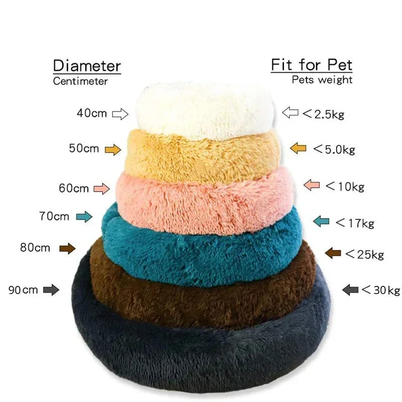 Super soft round bed for pets, wide plush house for medium dogs, 