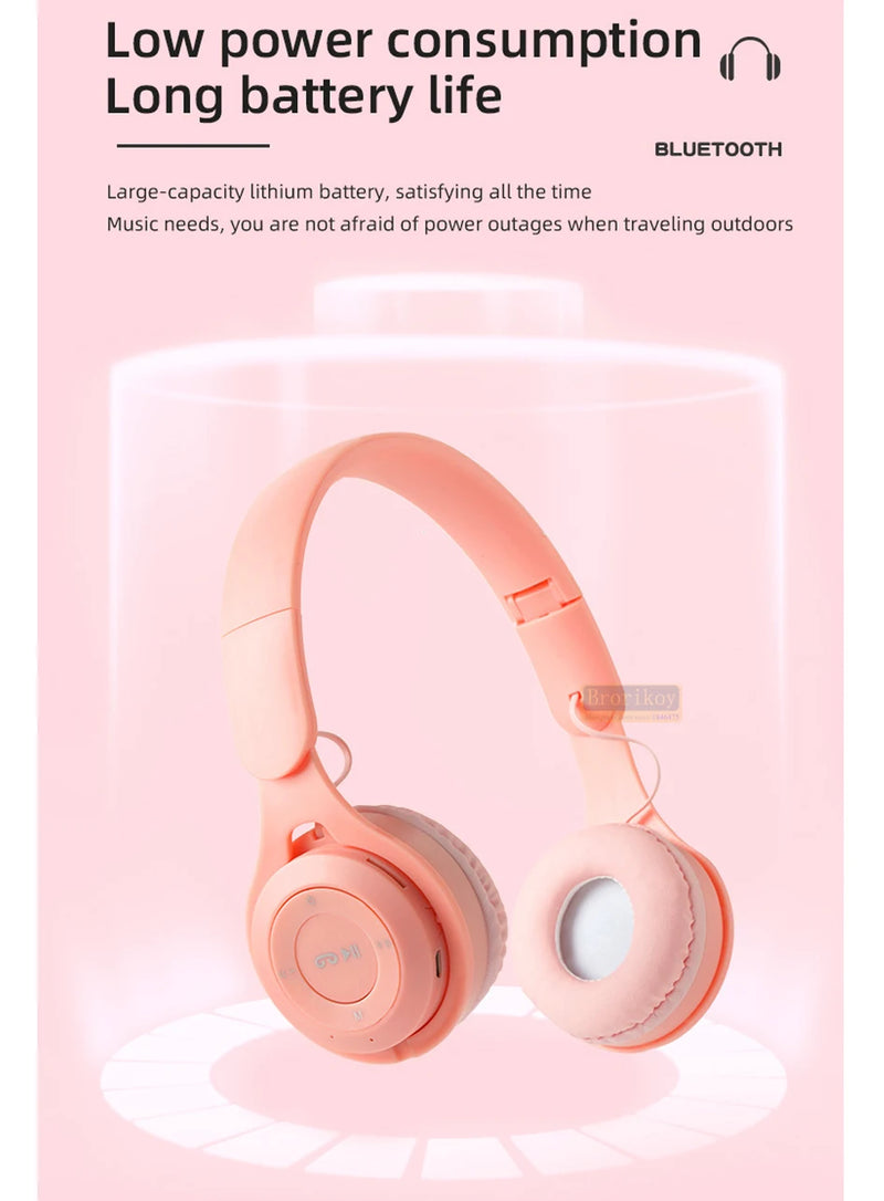 Headphones Kids Wireless Bluetooth Earphones Stereo Foldable Helmets Gaming Headsets Over-ear Headphones for Android iPhone15 14