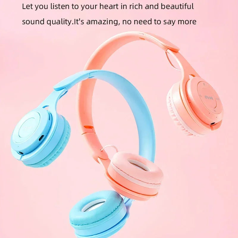 Headphones Kids Wireless Bluetooth Earphones Stereo Foldable Helmets Gaming Headsets Over-ear Headphones for Android iPhone15 14