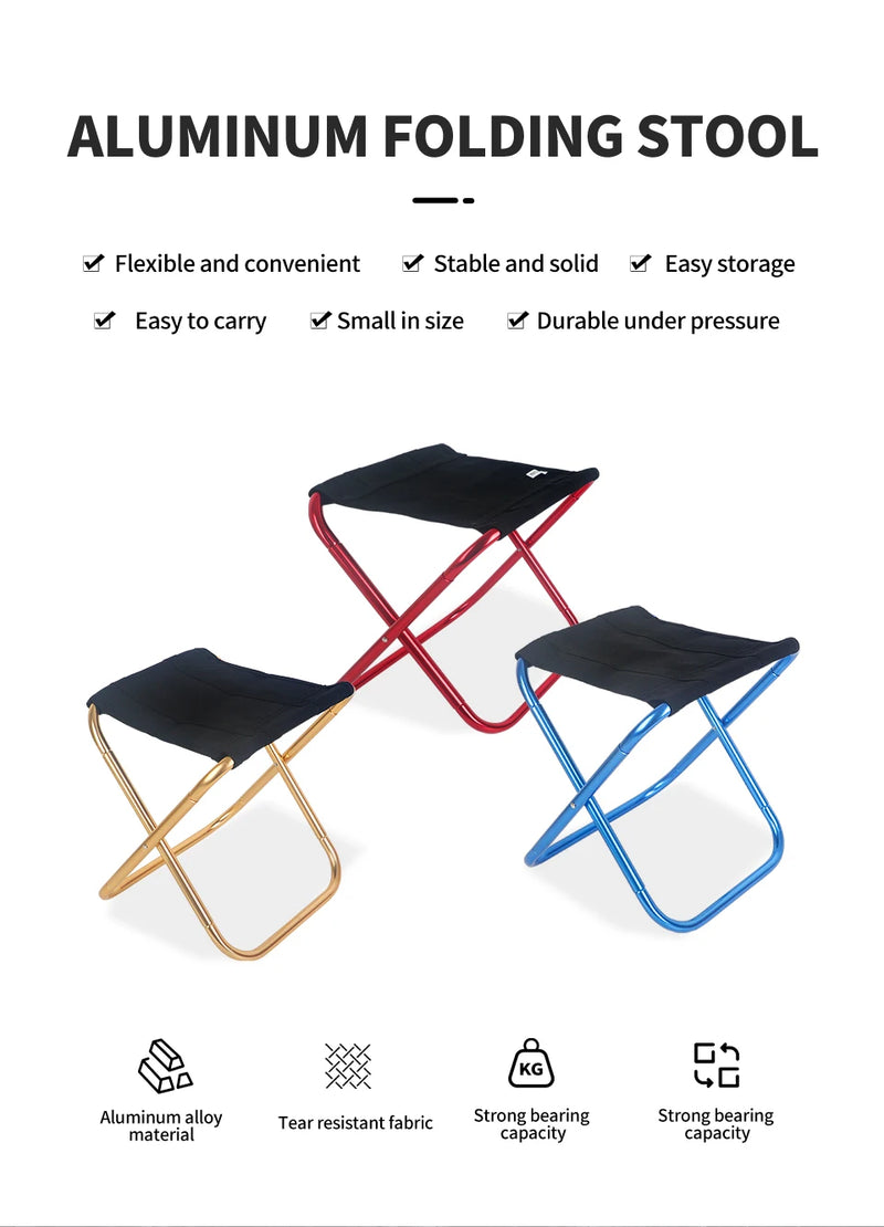 Portable Multifunctional Outdoor Picnic Camping Folding Chair Ultra Light Fishing Stool Travel Stool Fishing Accessories