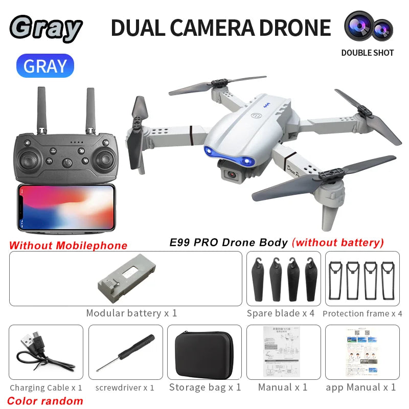 E99Pro-Dron 4K con cámara HD, helicóptero plegable con gran angular de 2024 P,