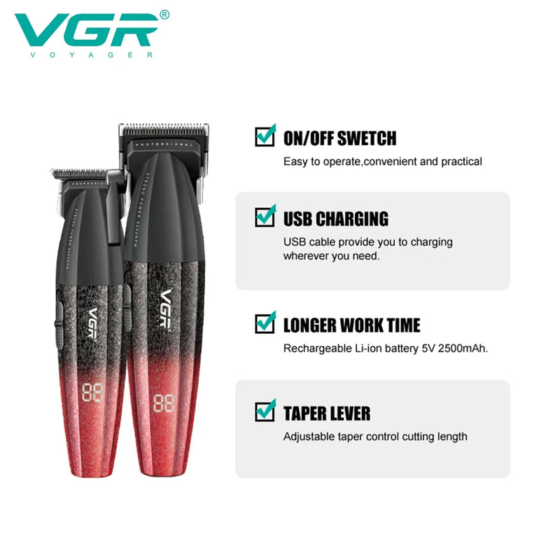 VGR Hair Trimmers Professional Clippers 9000 RPM Hair Clipper Electric Haircut Machine Rechargeable Hair Trimmer for Men V-640