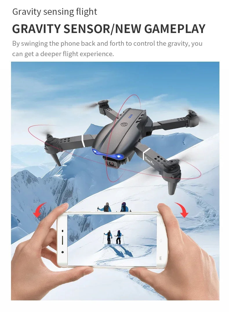 E99Pro-Dron 4K con cámara HD, helicóptero plegable con gran angular de 2024 P,