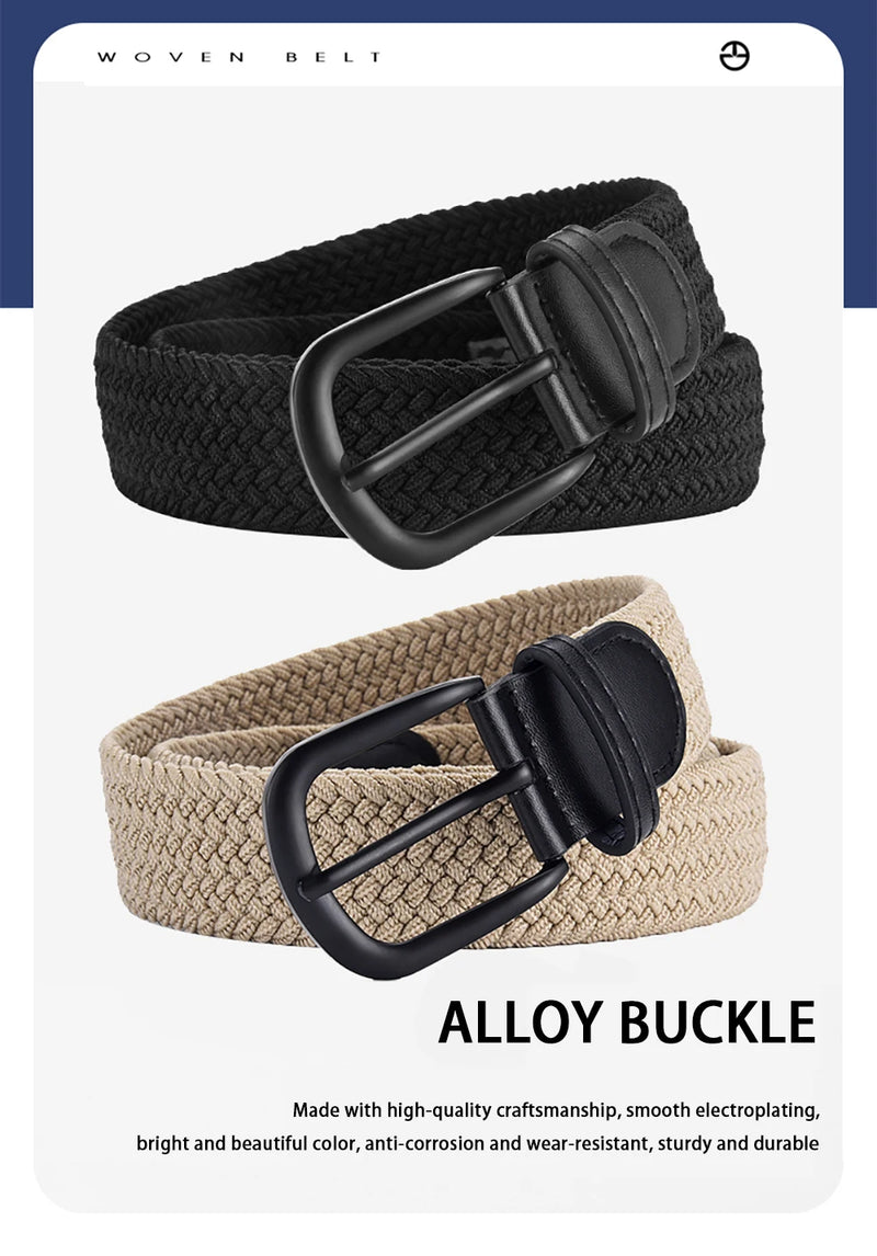 Men's Belt Casual Woven Elastic Belt Outdoor Sports Women's Belt No Need for Punching Climbing Work Belt For Men Women Fashion