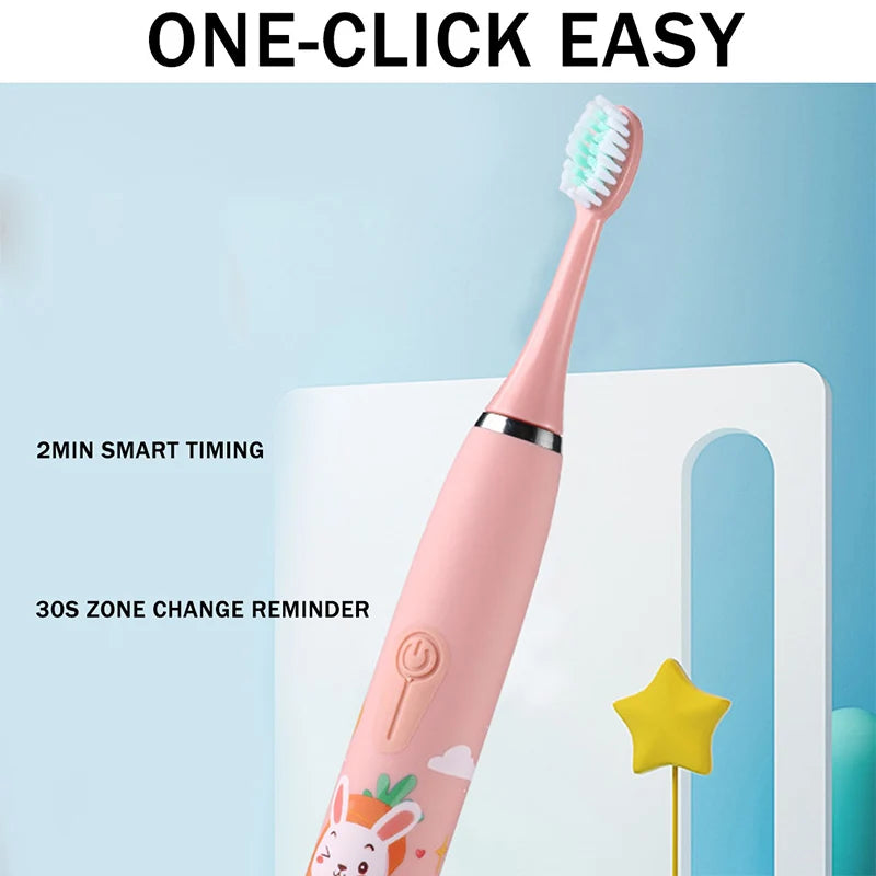 Children Sonic Electric Toothbrush Cartoon Kids With Replace The Toothbrush Head Ultrasonic Electric Toothbrush Sonic Brush Head