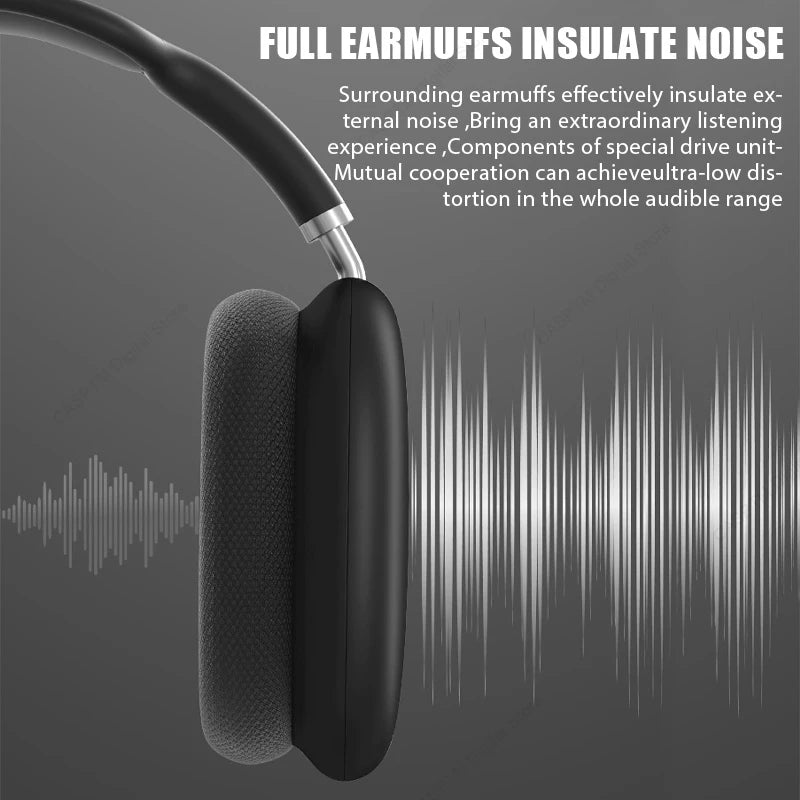 NEW P9 Wireless Bluetooth Headphone Noise Cancelling Earphones Mic Sports Gaming TF Card Slot Headset For Apple Over Ear Headset