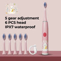 Children Electric Toothbrush Cartoon Kids With Replacement Head Ultrasonic  IPX7 Waterproof Rechargeable Sonic Toothbrush