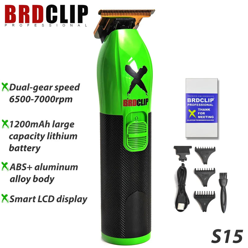 BRDCLIP S15 Professional 7000RPM 2 Gears Hair Trimmer Barber Carving Gradient 1200mAh Finish Machine Salon Electric Clipper