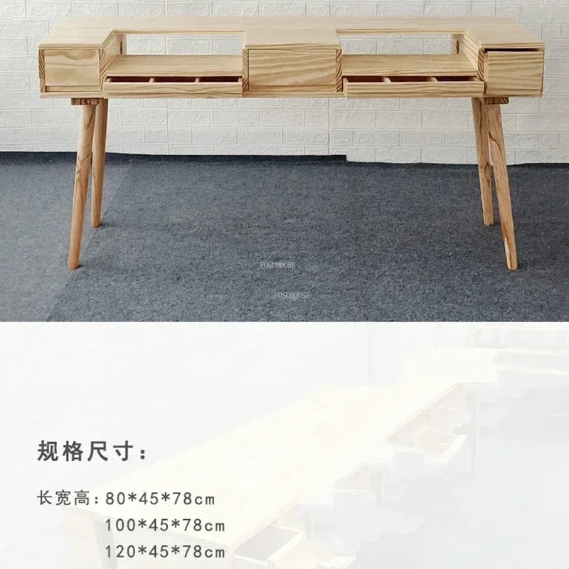 Japanese Solid Wood Nail Tables Professional Manicure Table Beauty Salon table with drawer Vacuum Cleaner Double Manicure Desk Y