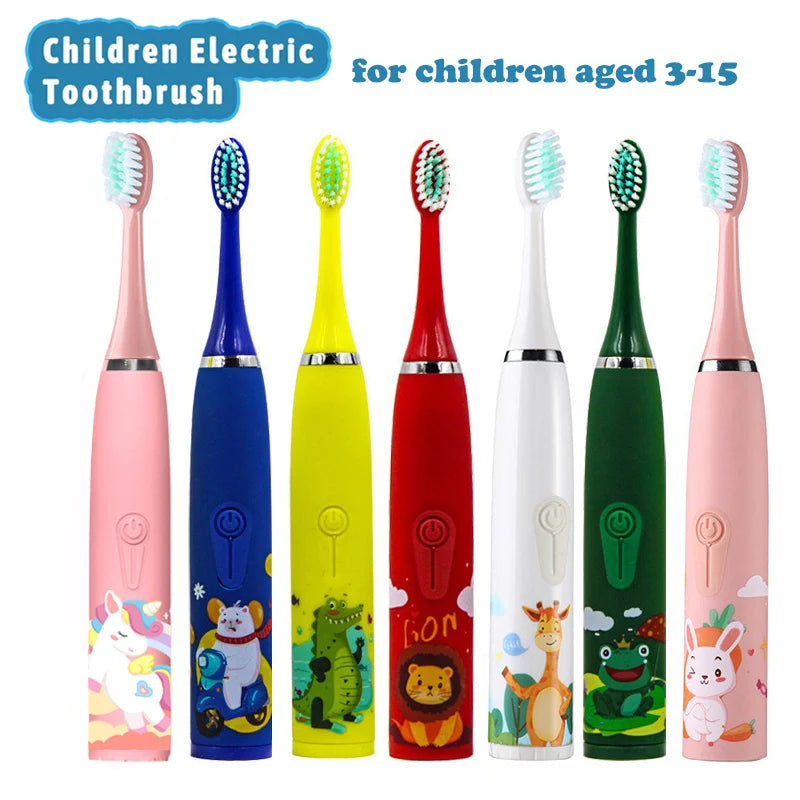 Children Sonic Electric Toothbrush Cartoon Kids With Replace The Toothbrush Head Ultrasonic Electric Toothbrush Sonic Brush Head