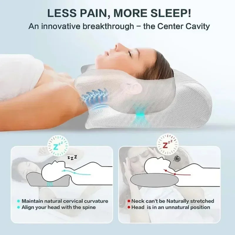 Butterfly Memory Foam Neck Pillow Slow Rebound Orthopedic Cervical Pillows Pain Relief Comfortable Sleeping Massage Bed Pillow