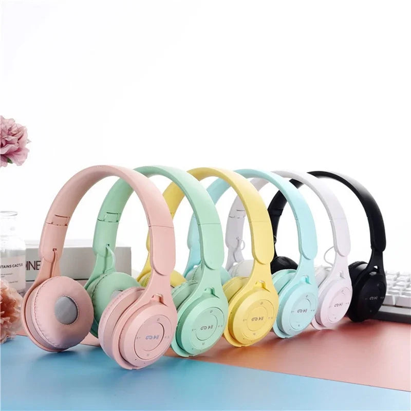 Headphones Kids Wireless Bluetooth Earphones Stereo Foldable Helmets Gaming Headsets Over-ear Headphones for Android iPhone15 14