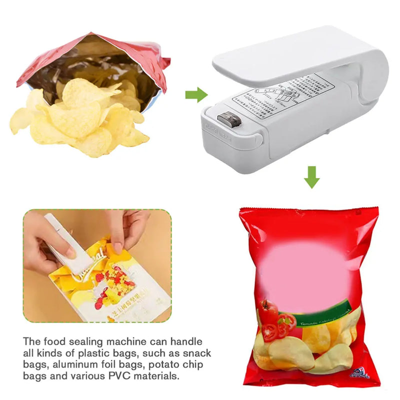 Mini Heat Bag Sealing Machine Package Sealer Bags Thermal Plastic Food Snack Bag Closure Portable Sealer Packing Kitchen Gadgets