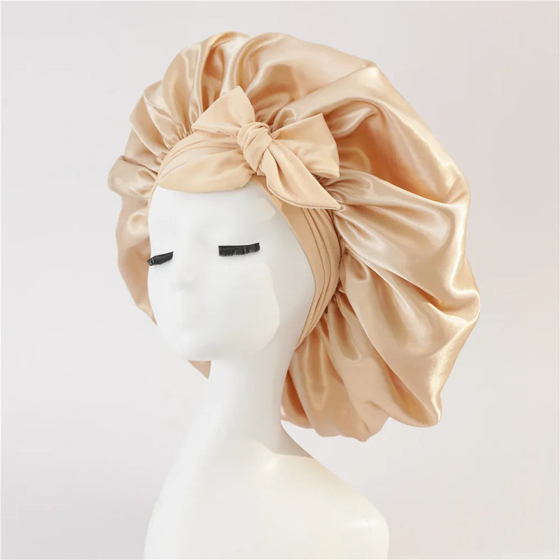 Sleeping Hat Women Satin Solid Night Sleep Cap Hair Care Bonnet Nightcap For Women Men Unisex Cap Bonnet De Nuit Shower Turban