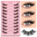 GROINNEYA Half Lashes Half Lashes Soft Natural Clear Band Lashes Natural Look Faux Mink Wispy Mink Eyelashes Extension Makeup