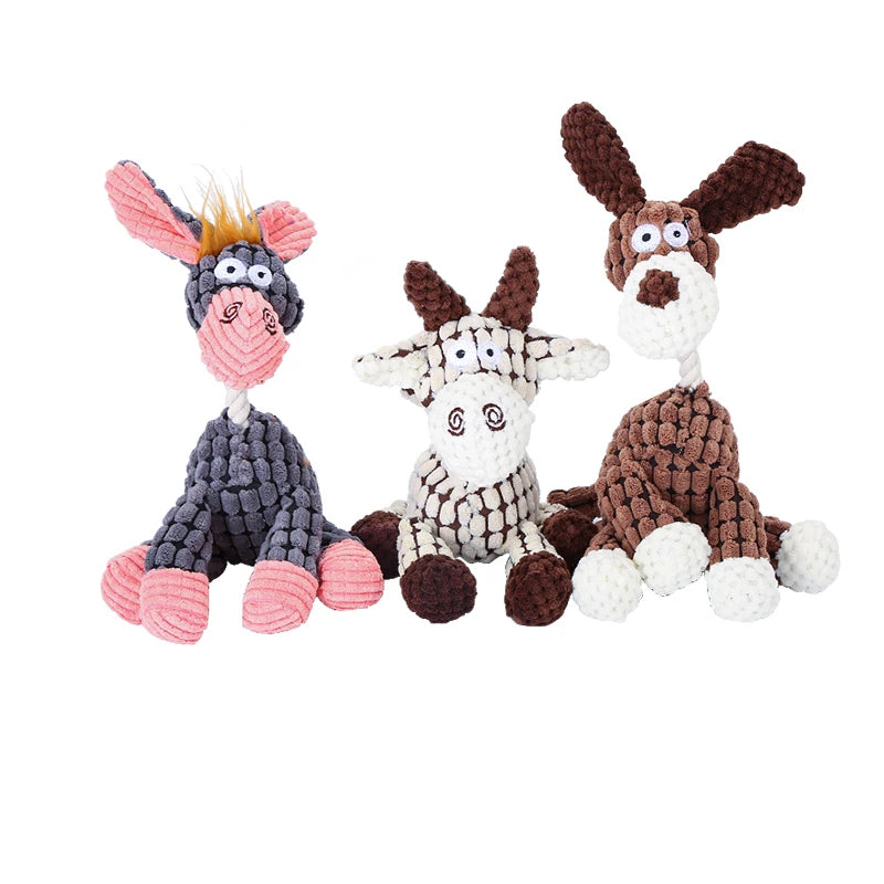 Stuffed donkey pet dog toy Bite resistant teeth stuffed toy with bb bark