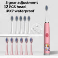 Children Electric Toothbrush Cartoon Kids With Replacement Head Ultrasonic  IPX7 Waterproof Rechargeable Sonic Toothbrush