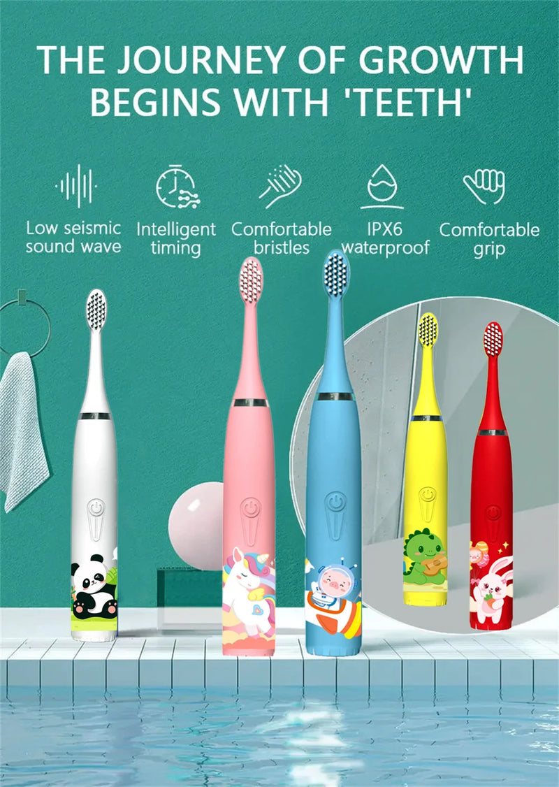 Children Sonic Electric Toothbrush Cartoon Kids With Replace The Toothbrush Head Ultrasonic Electric Toothbrush Sonic Brush Head