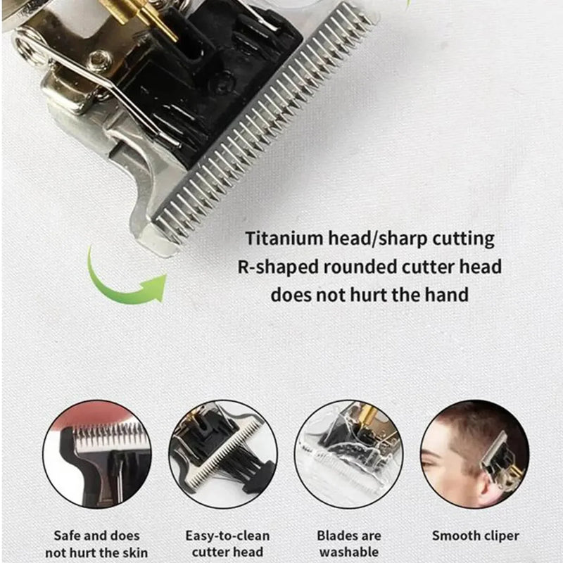 Cortadora de pelo eléctrica T9 LCD, cabezal de afeitado de aceite, máquina de