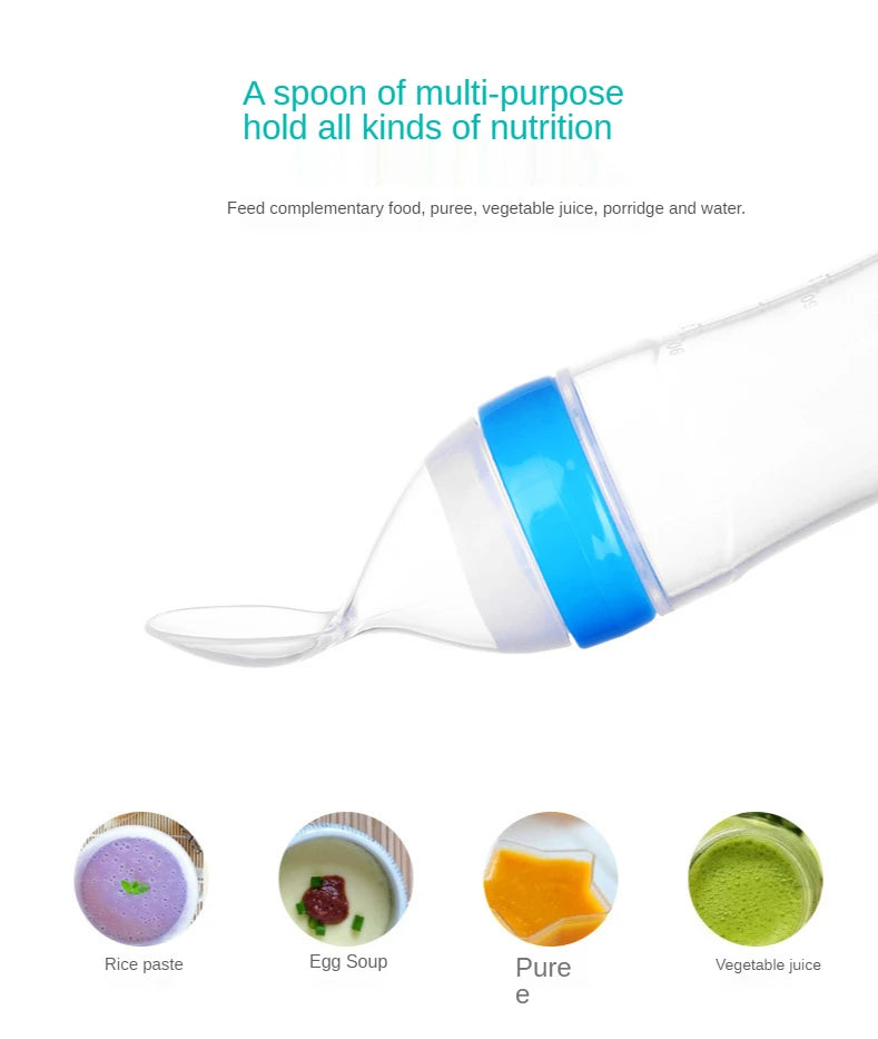 90ML Safe Newborn Baby Feeding Bottle Toddler Silicone Squeeze Feeding Spoon Milk Bottle Training Feeder Food Supplement Tools