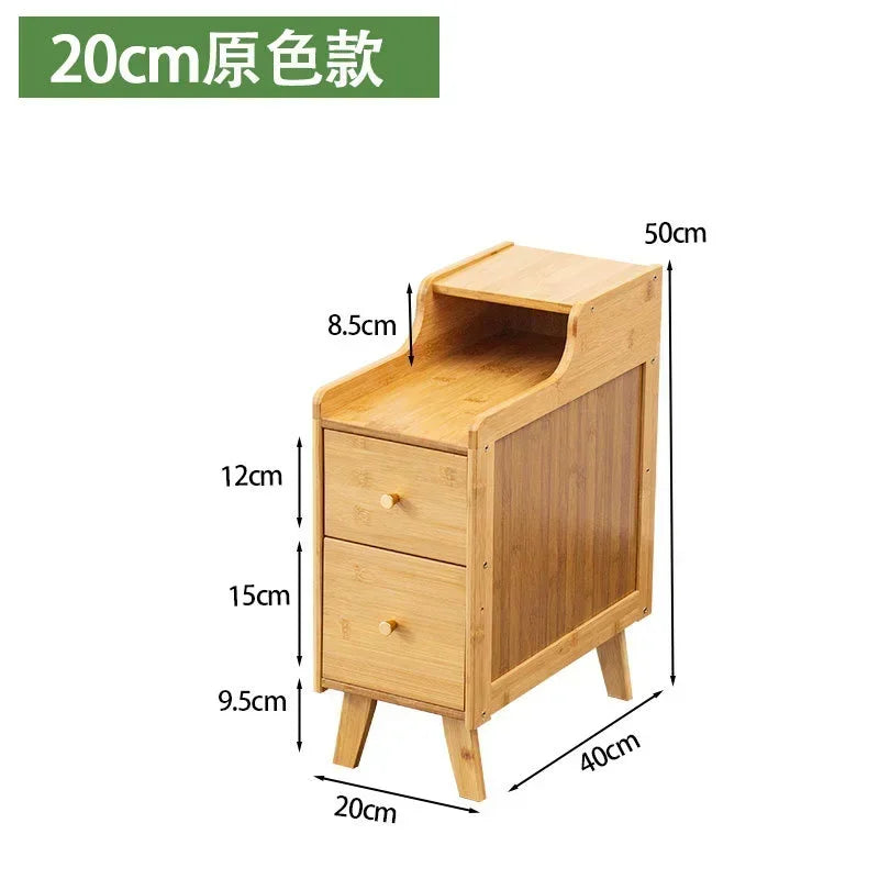 Mesita de noche de bambú, mesa de té, gabinete de almacenamiento lateral creat