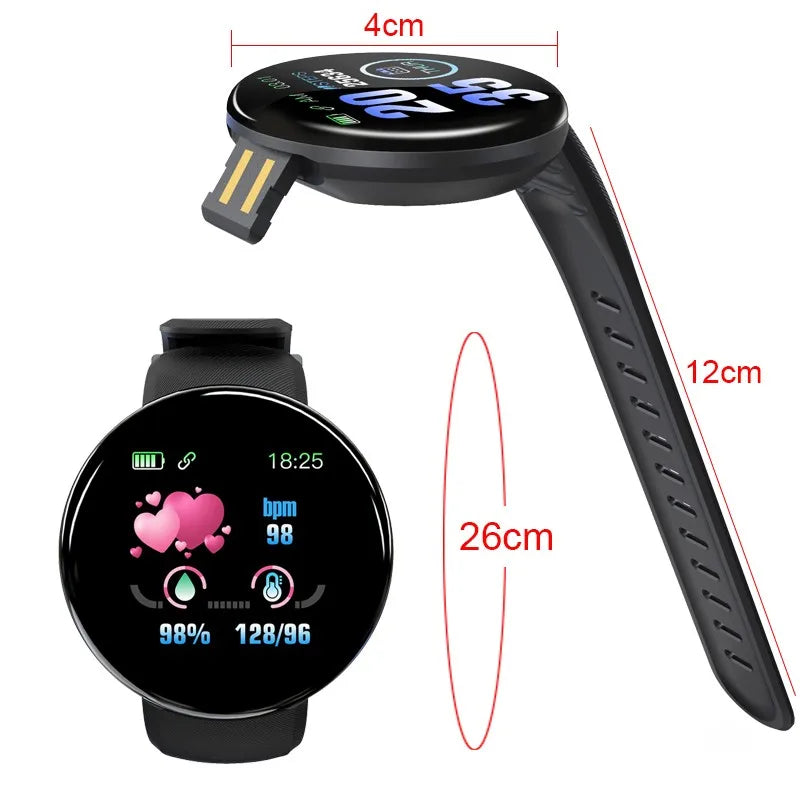 D18 smart watch for men and women, waterproof Digital bracelet with 